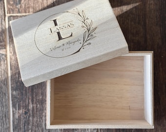 Personalized Wooden Keepsake Box: Engraved Wedding Memory Box
