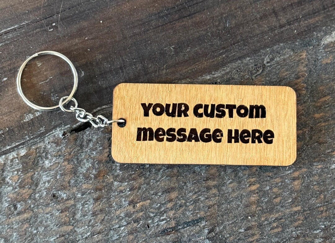 Personalized Wooden Keychain – Custom Engraved Name, Quote, or Message ...