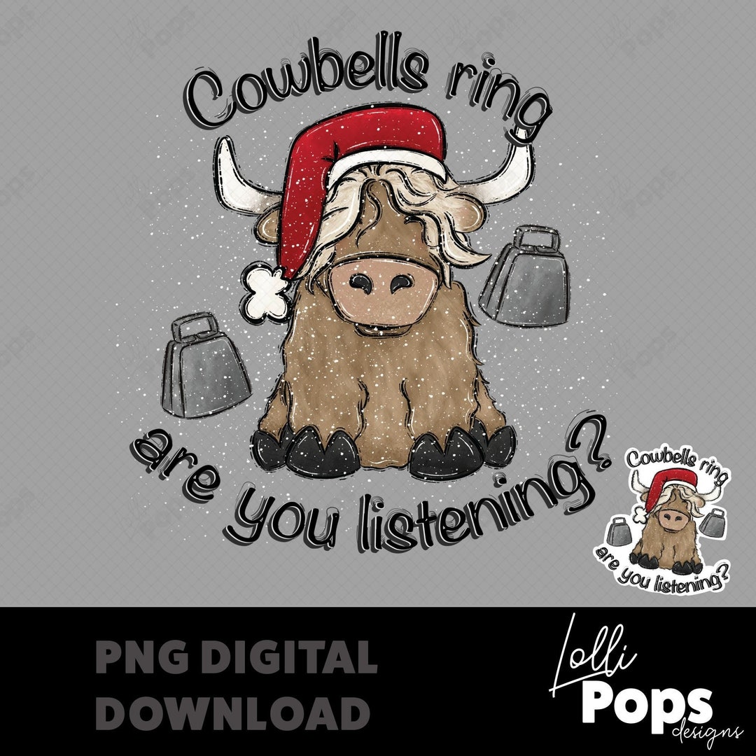 Cowbells Ring PNG Digital Download for Sublimation, DTF, DTG Waterslide