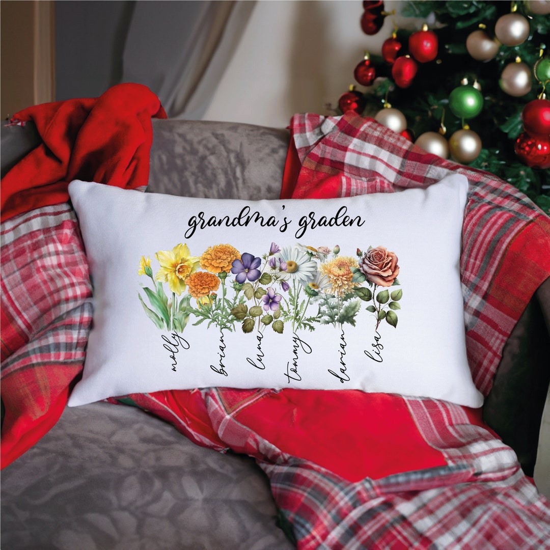 Custom Grandma's Garden Pillow, Grandmas Garden Pillow, Personalized