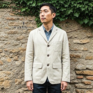 Premium Beige Linen Vintage Style Blazer, Linen Blazer, Summer Linen Jacket, Vintage Men&#39;s Linen Blazer.