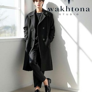 Vintage Style Black Wool Overcoat: Korean Men's Long Winter Coat