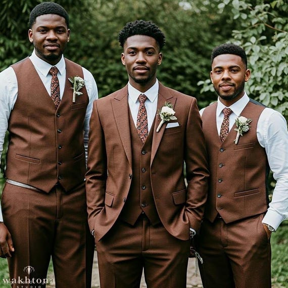 TSJ×TK SUITS BROWN 4 TSJ×TK SUITS BROWN 4 Slim Fit Dark Brown Solid Suit – Tip Top