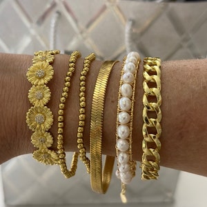 Gold Filled Bangle Bracelet 14k - Chain Link Curb Bangle Bracelet, Everyday Bracelet, Dainty Bracelet