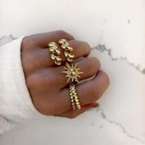 Dainty Croissant Ring | Chunky Gold Ring, Gold Signet Ring, Pinky Ring | Gold Dome Ring