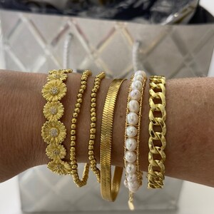 Gold Herringbone Bracelet 24k Gold Filled | Thick Herringbone Chain, Snake Chain, Everyday Bracelet, Dainty Gold Bracelet