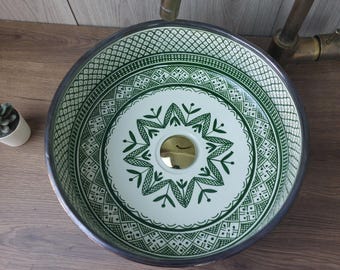 Handcrafted Emerald Green Ceramic Sink