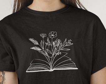 Wildflower Book shirt, Book Lover shirt, Floral Book Tee, Reading shirt, Graphic t-shirt, Book Readers Gift, Christmas Gift