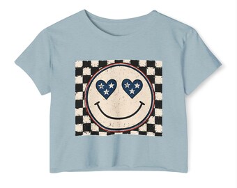 Fourth of July Smiley Women's Crop Top