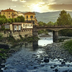 Italian View as a glossy print, canvas or on metal showcases a living room, bedroom or office