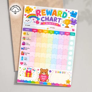 Kids Chore Reward Chart, Weekly Behavior Tracker (PDF A4, A5)