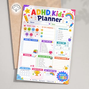 Planificador diario imprimible para niños con TDAH: rutinas, lista de tareas para la mañana y después de la escuela (A4, A5)