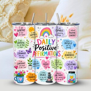 Tumbler with positive affirmations
