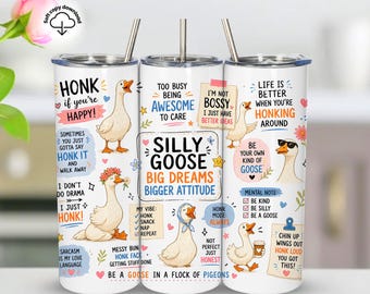 Funny Goose Tumbler Wrap, 20oz Skinny Tumbler PNG, Sublimation Design, Digital Download