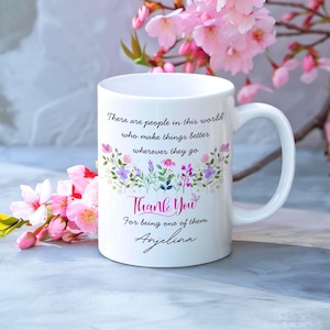 Blommigt tack-muggomslag PNG, personligt namn sublimeringsdesign (digital nedladdning)