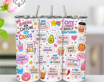 Funny quotes Tumbler Wrap 20oz, Cartoon humor, Skinny Tumbler PNG, Sublimation Design, Digital Download