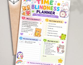 Time Blindness Planner Printable, 4 Page Set, Daily Awareness, Visual Tracker