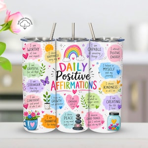 Tumbler with positive affirmations