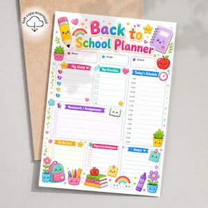 Back to School Students Weekly Planner Template: Printable Schedule, To-Do List (A4, A5)