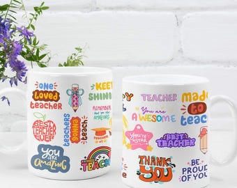 Lehrer Wertschätzung Mug Wrap PNG, personalisierte Namensvorlage (digitaler Download)