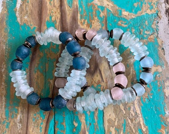 Seaglass and Recycled Glass Bracelet