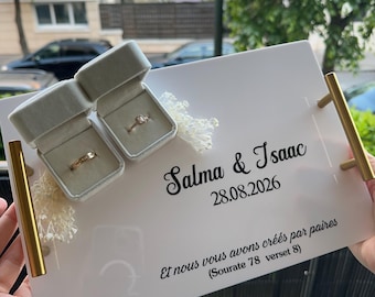 Bandeja personalizada para anillos de boda