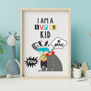 Super Kid Printable Digital Wall Art para niños