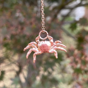 Tiny Beach Crab Necklace | Handmade From a Real Crab | Copper Coated | Ocean Jewelry | Halloween Bling