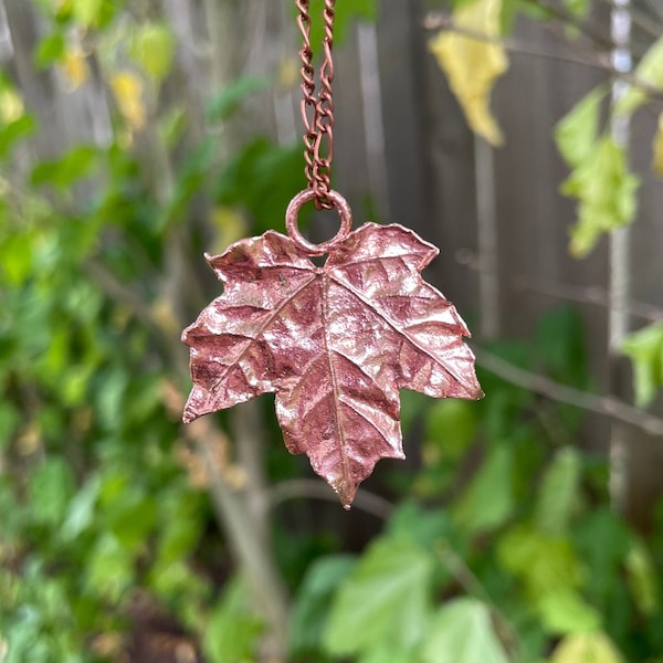 Small Maple Leaf Necklace | Handmade From a Real Leaf | Copper Coated | Nature Lover Jewelry | Unique Gift