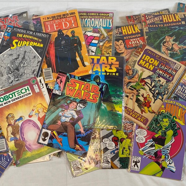 10 Vintage Comic Book Mystery Box--Marvel, DC, 1960-1990, titoli casuali, Grab Bag