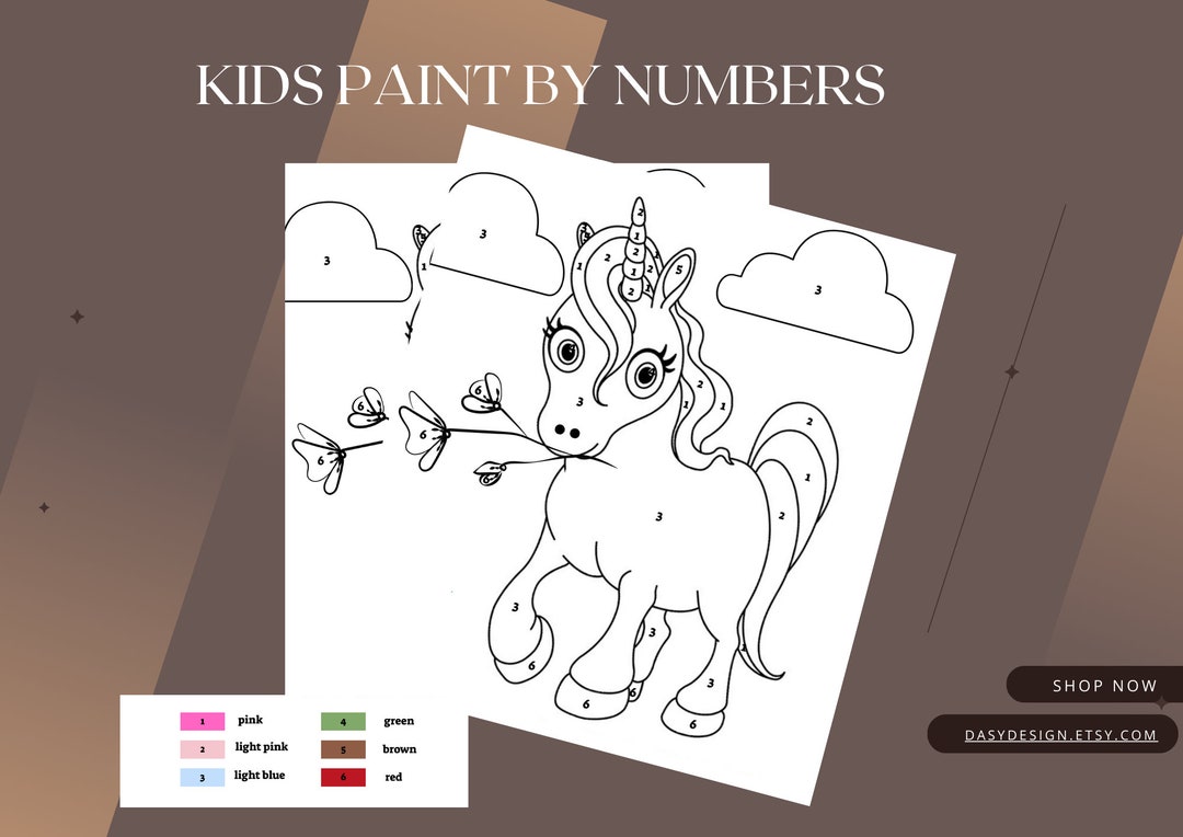Unicorn Printable for Kids Color by Number Printable for - Etsy