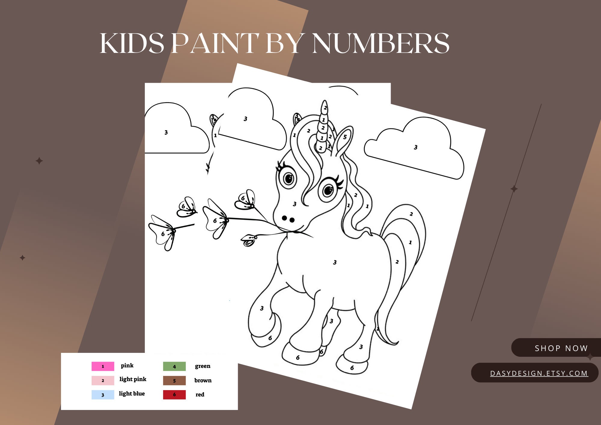 Unicorn Printable for Kids Color by Number Printable for Etsy