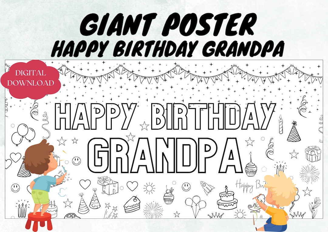 Super-sized Happy Birthday Grandpa Coloring Page,giant Grandpa's ...