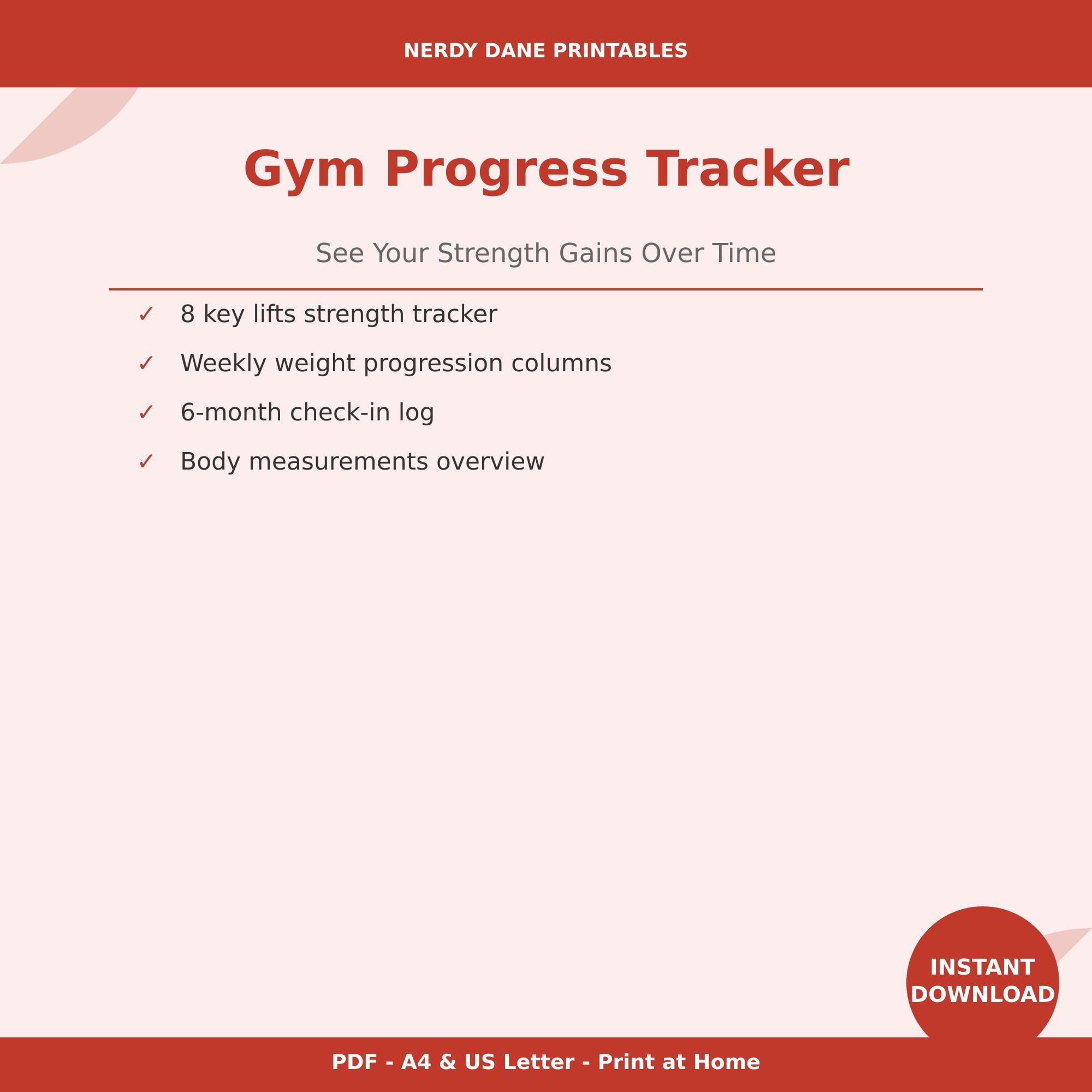 Gym Progress Tracker Printable PDF | Strength Training Log | Workout ...