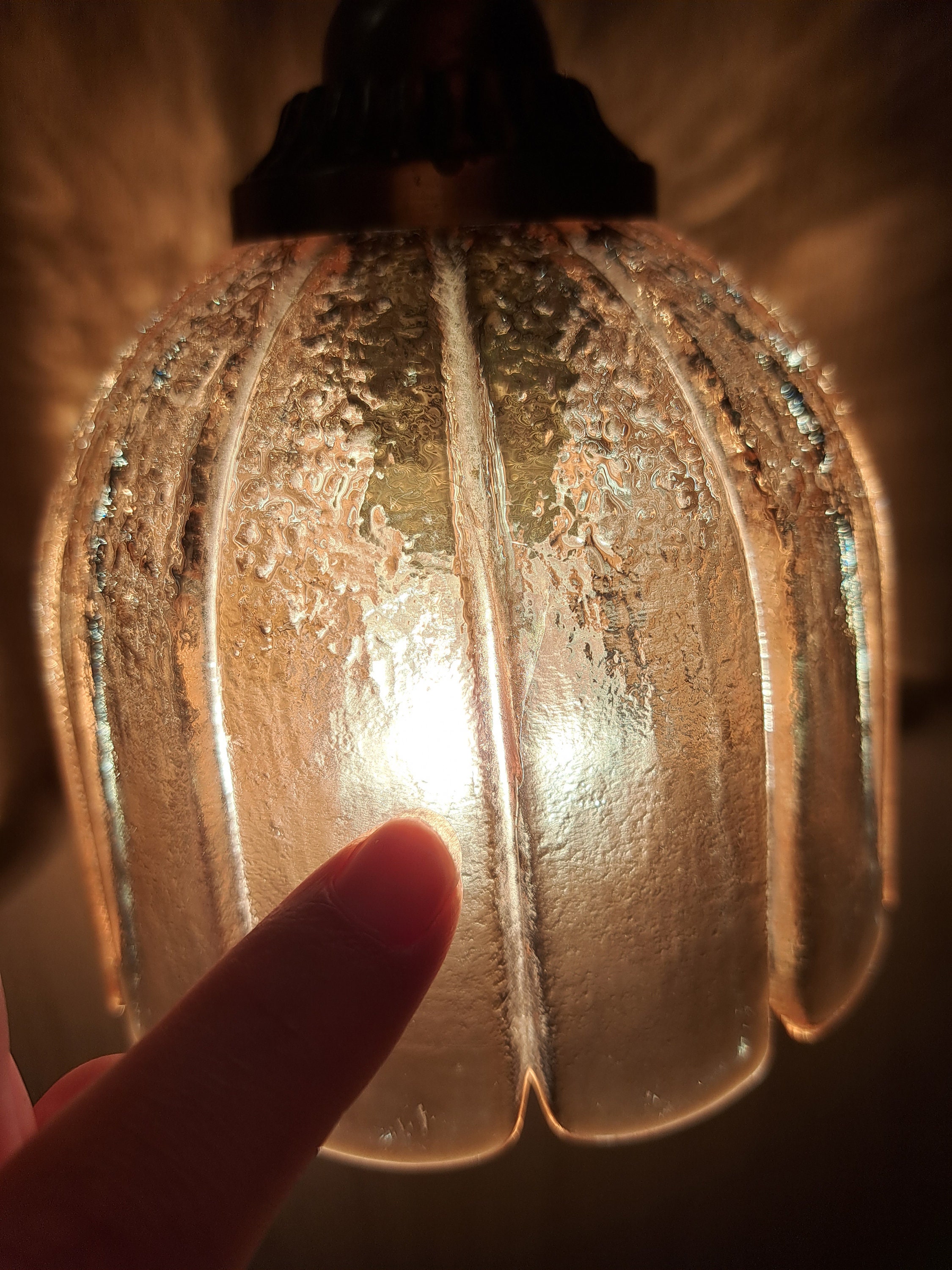 Beautiful Small Vintage Art Deco Style Glass Shade Desk Lamp 1980s — free download