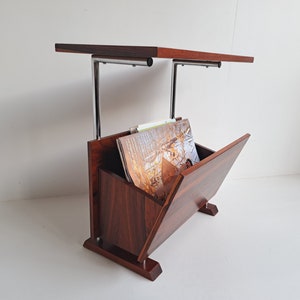 Floating Design Wooden Magazine Rack Mid Century, 1960s, Newspaperstand, Side table, coffee table, Free standing, Vintage image 5
