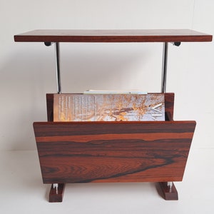 Floating Design Wooden Magazine Rack Mid Century, 1960s, Newspaperstand, Side table, coffee table, Free standing, Vintage image 4