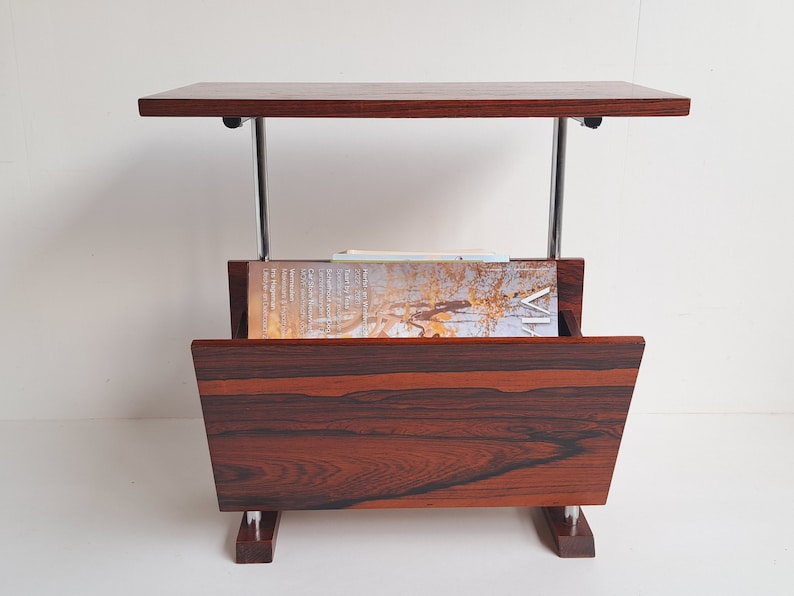 Floating Design Wooden Magazine Rack Mid Century, 1960s, Newspaperstand, Side table, coffee table, Free standing, Vintage image 4