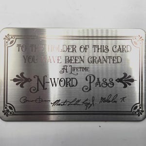 N-Wort Pass. Langlebige Visitenkarte aus Edelstahl. Neuheit. Gag Geschenke. Lustiges Geschenk.