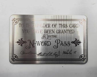 n word pass yugioh card N-Word Pass. Durable Stainless Steel Business Card . Novelty. Gag Gifts.  Funny Gift