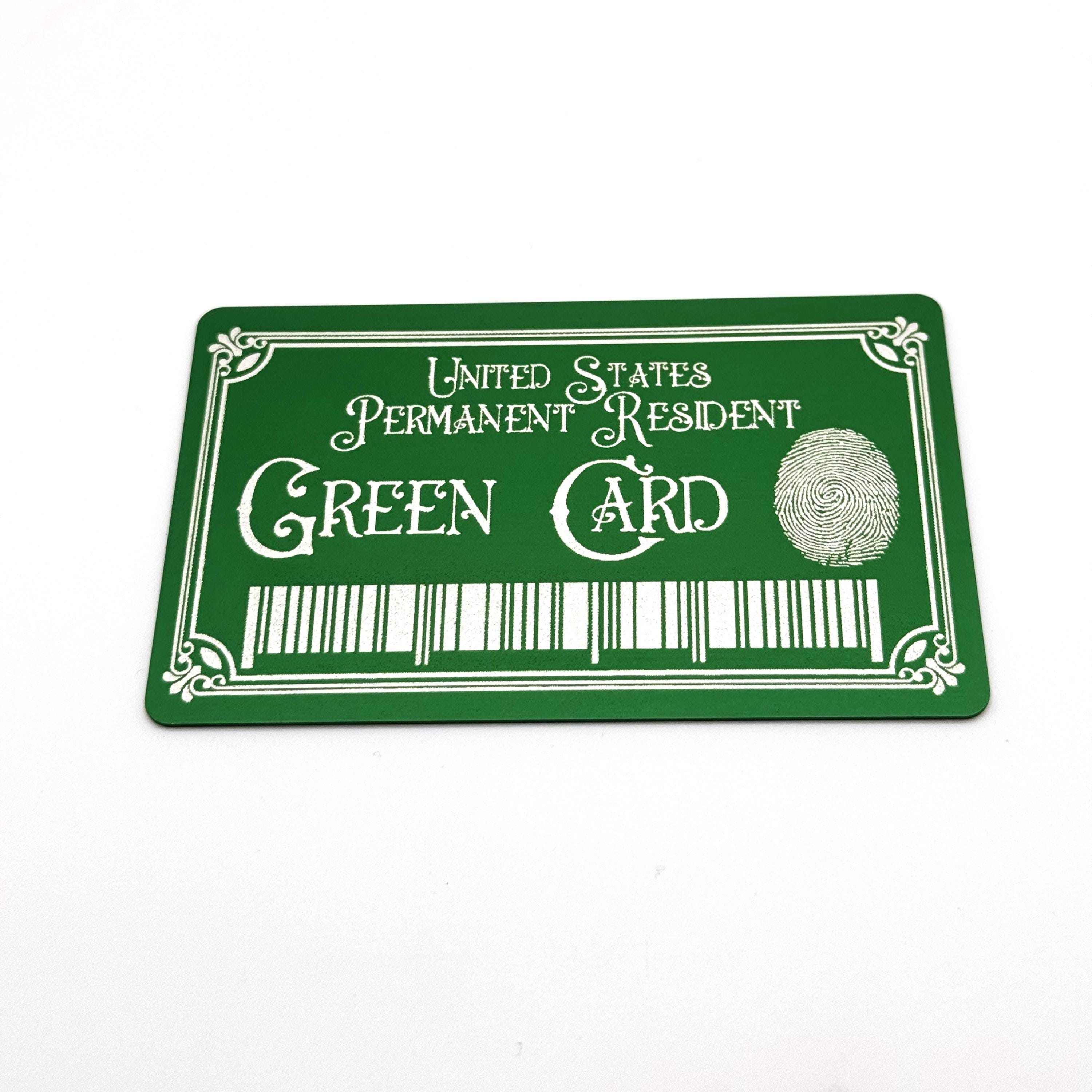 Green Card. Durable Metal Business Card . Novelty. Gag Gifts. Funny Gift.
