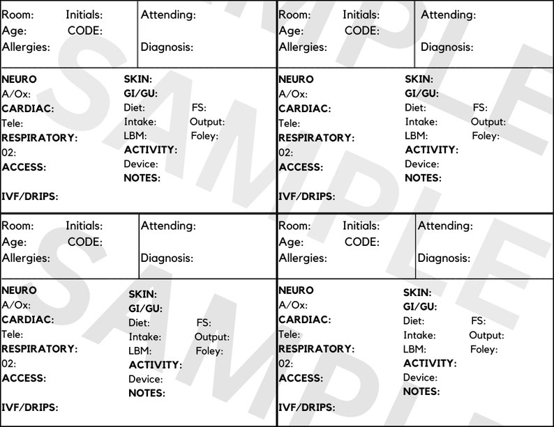 4 Patient Report Sheet, RN Brain, Shift Change, RN Report Template, Png ...