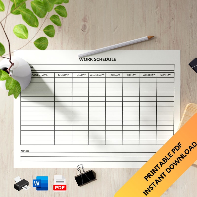 Weekly Work Schedule - Etsy