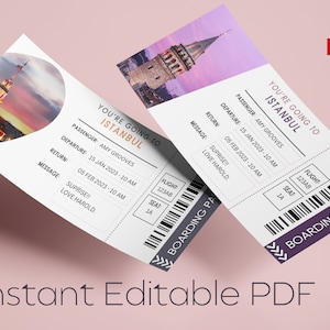 ISTANBUL Turkey Surprise Gift Boarding Pass • Printable Boarding Ticket Souvenir • Editable Customised Present • Instant Download PDF