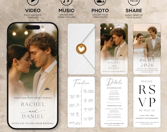 Animated Wedding Invitation Template: Editable Canva Mobile Invite