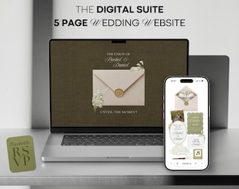 Old Money Wedding Website Template, Swan Lake Digital Invitation, Canva Evite with RSVP