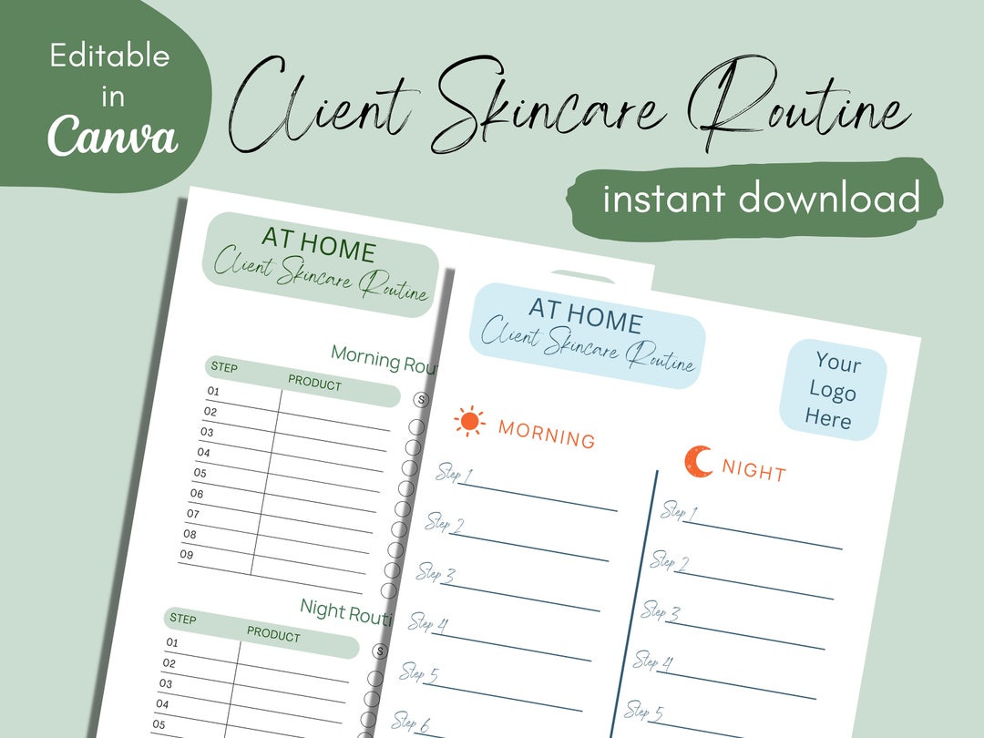 Editable Client Skincare Routine • Printable/digital • Esthetician ...