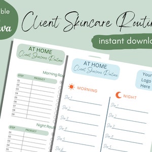 Editable Client Skincare Routine • Printable/Digital • Esthetician Templates • Skin Routine Guide Template • Instant Download