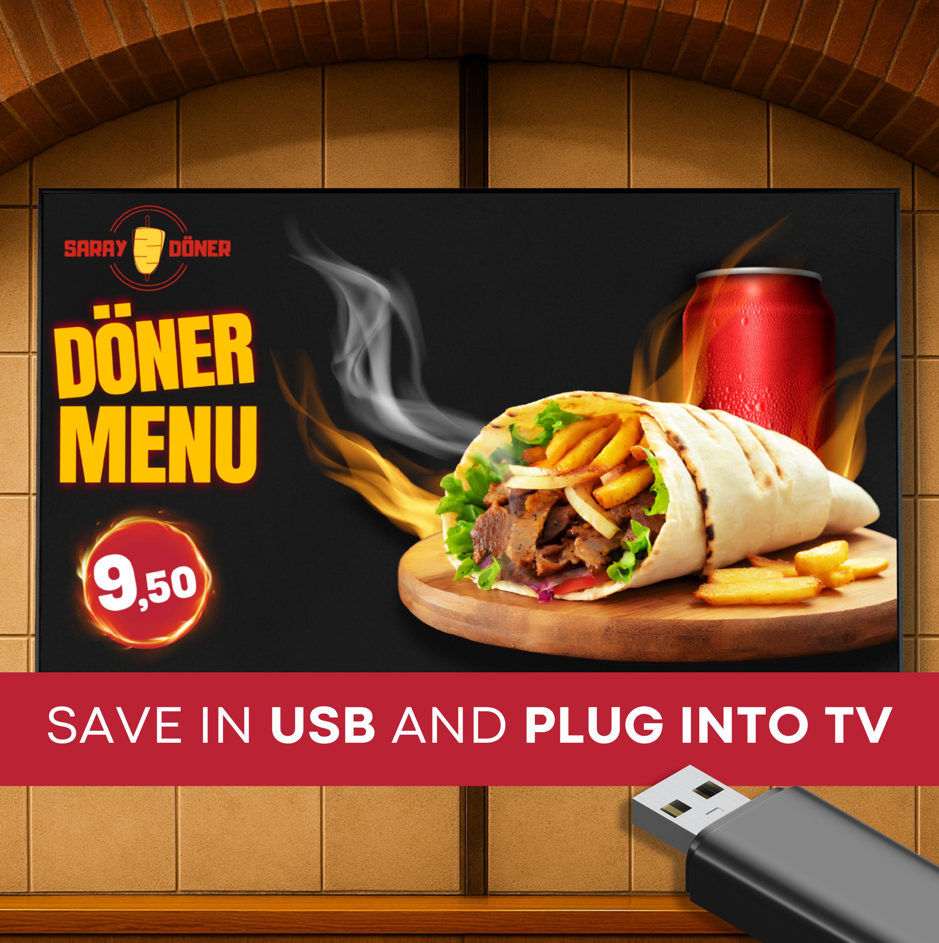 Digital Menu Board for Döner Kebab, Falafel, Lahmacun & Pide | 4K ...