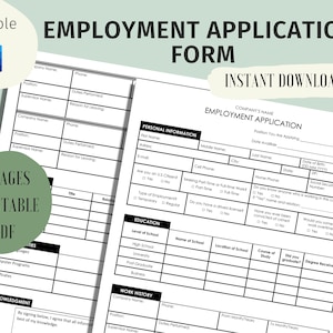 Editable Employment Application Form Template • Job Application Form ...